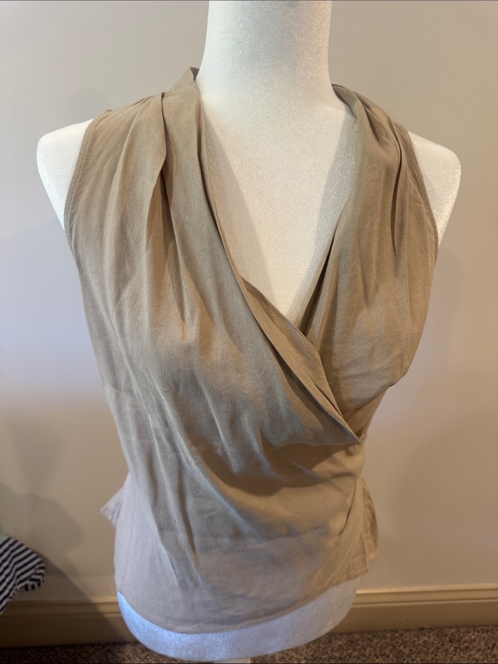 Zara Sleeveless Wrap Tie Top - Beige